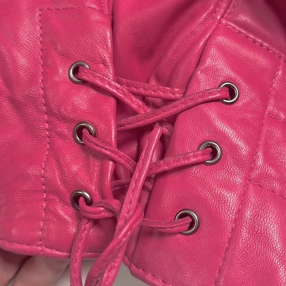 North Beach Leather Vintage cropped pink leather bolero jacket - Picture 10 of 12